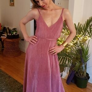 Lustre Rose Maxi Slit Dress